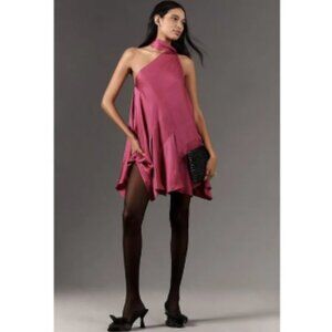 Brand New By Anthropologie Asymmetrical Halter Mini Dress